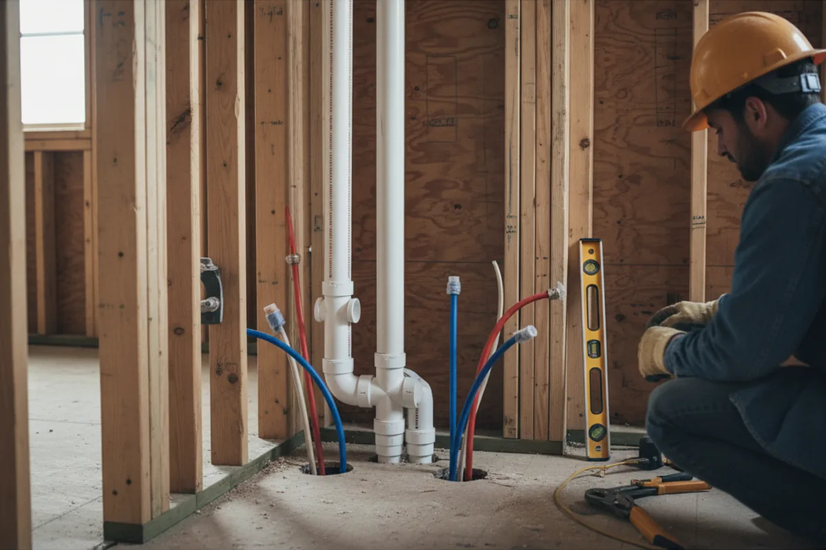 Drain and supply rough-in during Toilet Repair and Installation in Crowder